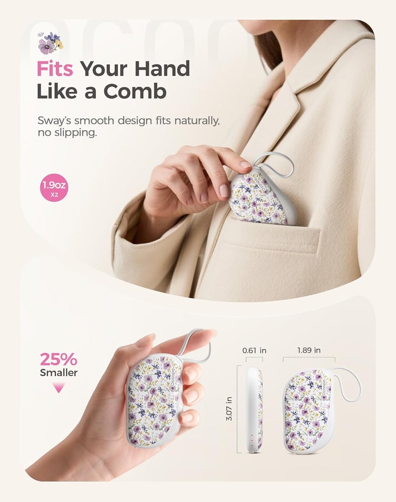 OCOOPA Hand Warmers Rechargeable 2 Pack, Ultra Slim Electric Hand Warmers, Portable Pocket Heater, Comb-Inspired, Fits in Gloves,UL Certified, Winter Essentials,UT5 Sway - Image 3